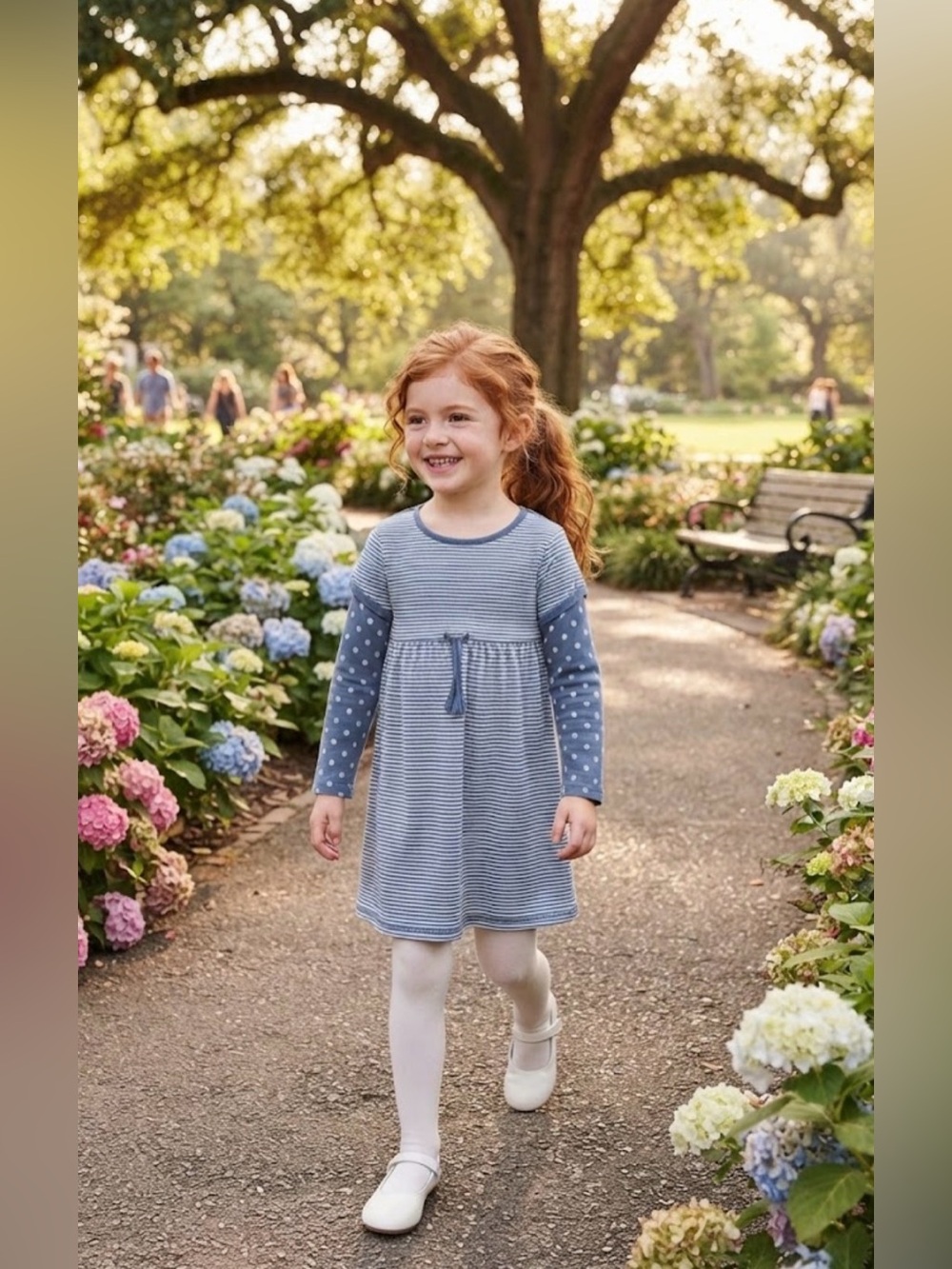 Mini Boden Polka dot/Stripe Dress